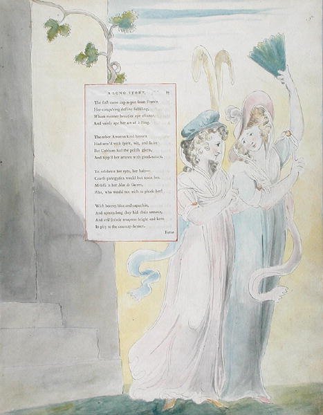 Suunnitelma 27 "A Long Story" -julkaisulle "The Poems of Thomas Gray", julkaistu 1797-98 (akvarelli kynällä ja musteella paperille) tekijältä William Blake