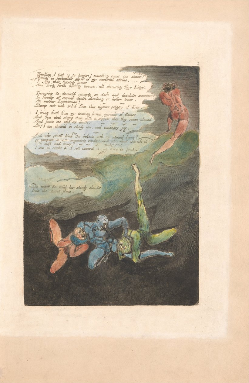 Eurooppa. Profetia, levy 4, Haluttomana Katson ylös. . . . (Bentley 5) tekijältä William Blake
