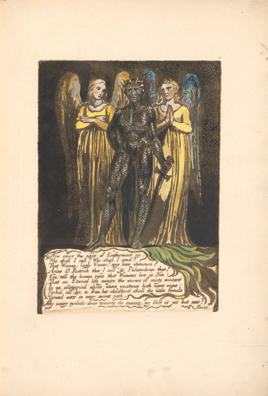 Eurooppa. Profetia, levy 7, nyt tulee yö. . . . (Bentley 8) tekijältä William Blake