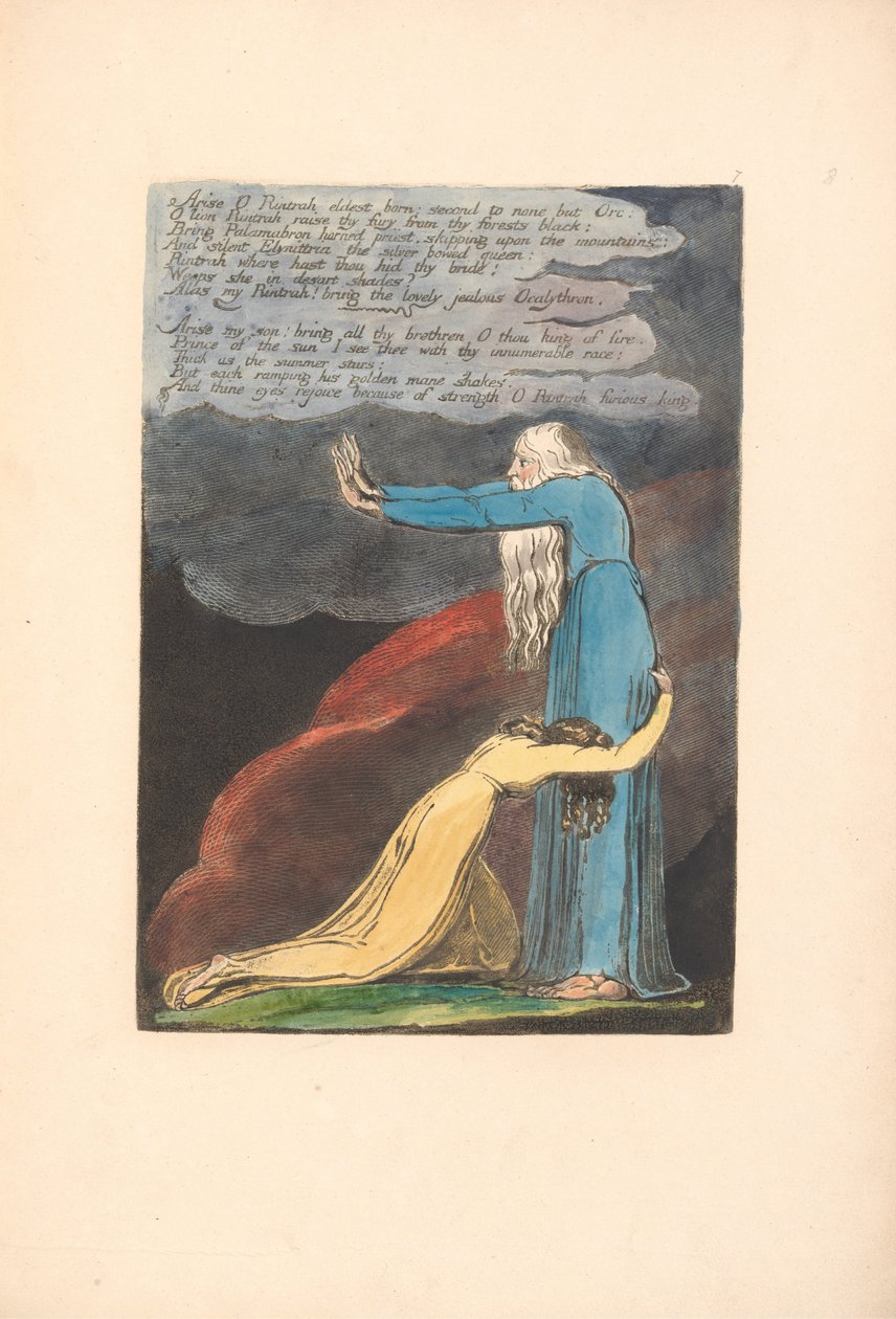 Eurooppa. Profetia, levy 9, nouse, Rintrah. . . . (Bentley 11) tekijältä William Blake