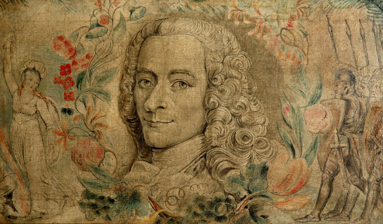 Voltairen Francois Marie Arouet, n. 1800 (tempera kankaalle) tekijältä William Blake