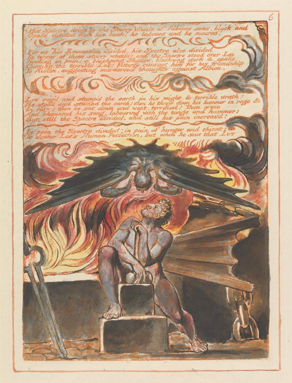 Sein Gespenst getrieben von den Sternenrädern der Söhne Albions... (Platte 6) tekijältä William Blake