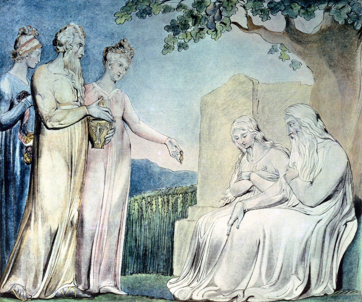 Kuvia Jobin kirjasta; Hyväntekeväisyystyö, 1825 (kynä, wc ja kynä) tekijältä William Blake