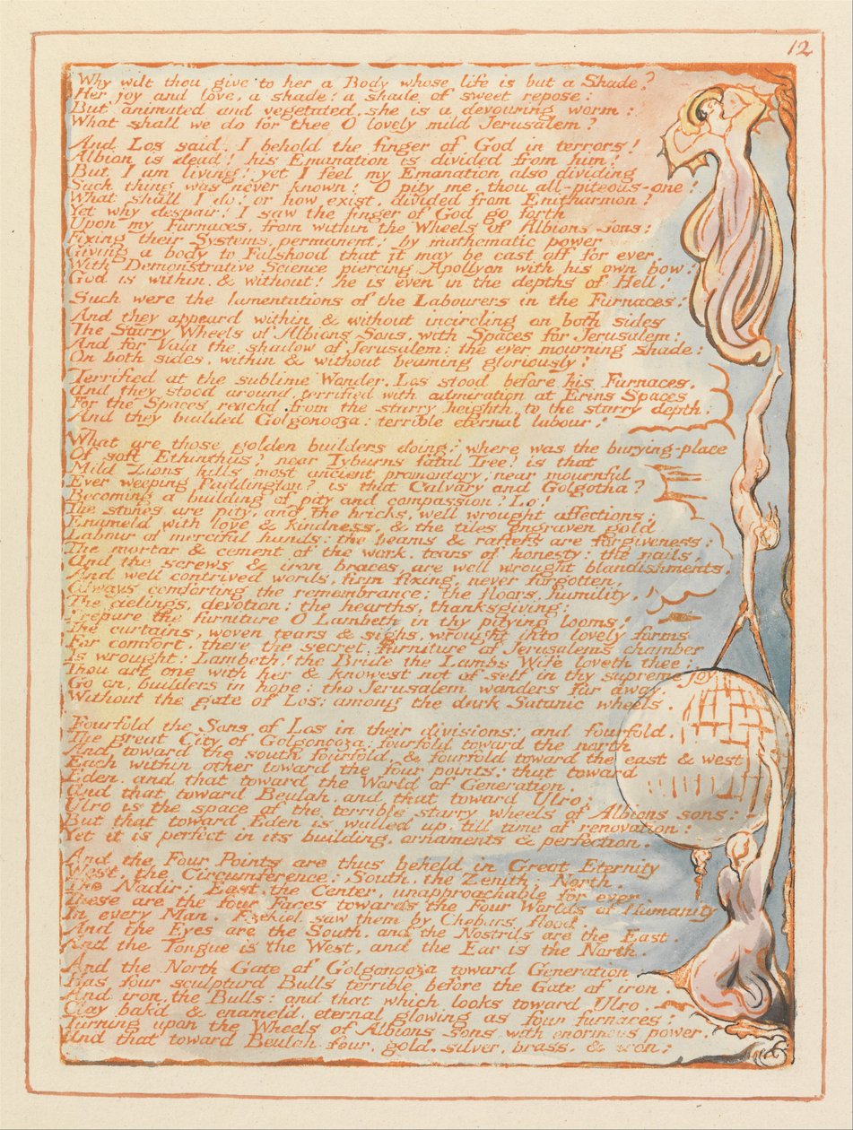 Jerusalem, levy 12, miksi annat hänelle ... tekijältä William Blake