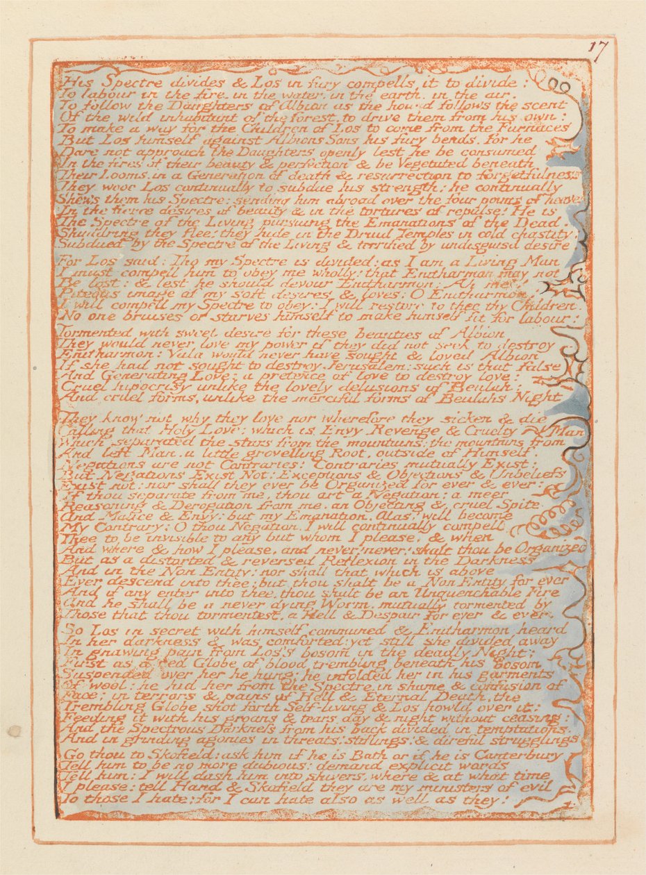 Jerusalem, levy 17, Hänen haamunsa jakaa.... tekijältä William Blake