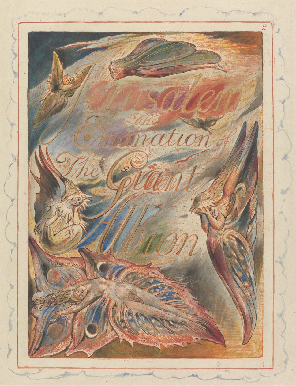 Jerusalem, levy 2, nimiölehti tekijältä William Blake