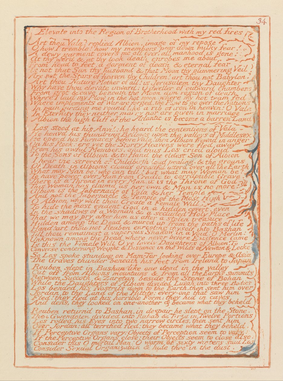 Jerusalem, levy 34, nouse veljeskunnan alueelle .... tekijältä William Blake