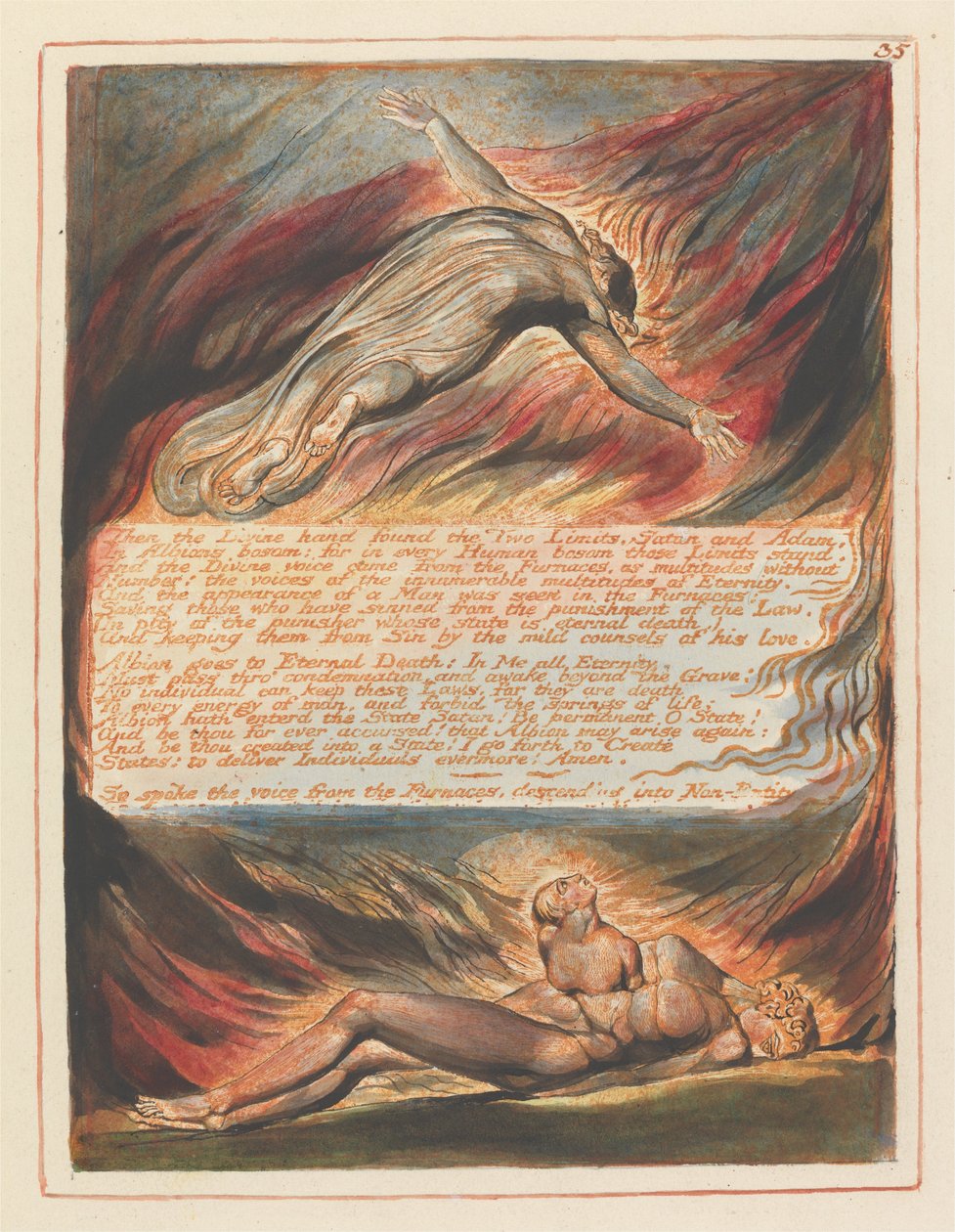 Jerusalem, levy 35, sitten jumalallinen käsi .... tekijältä William Blake