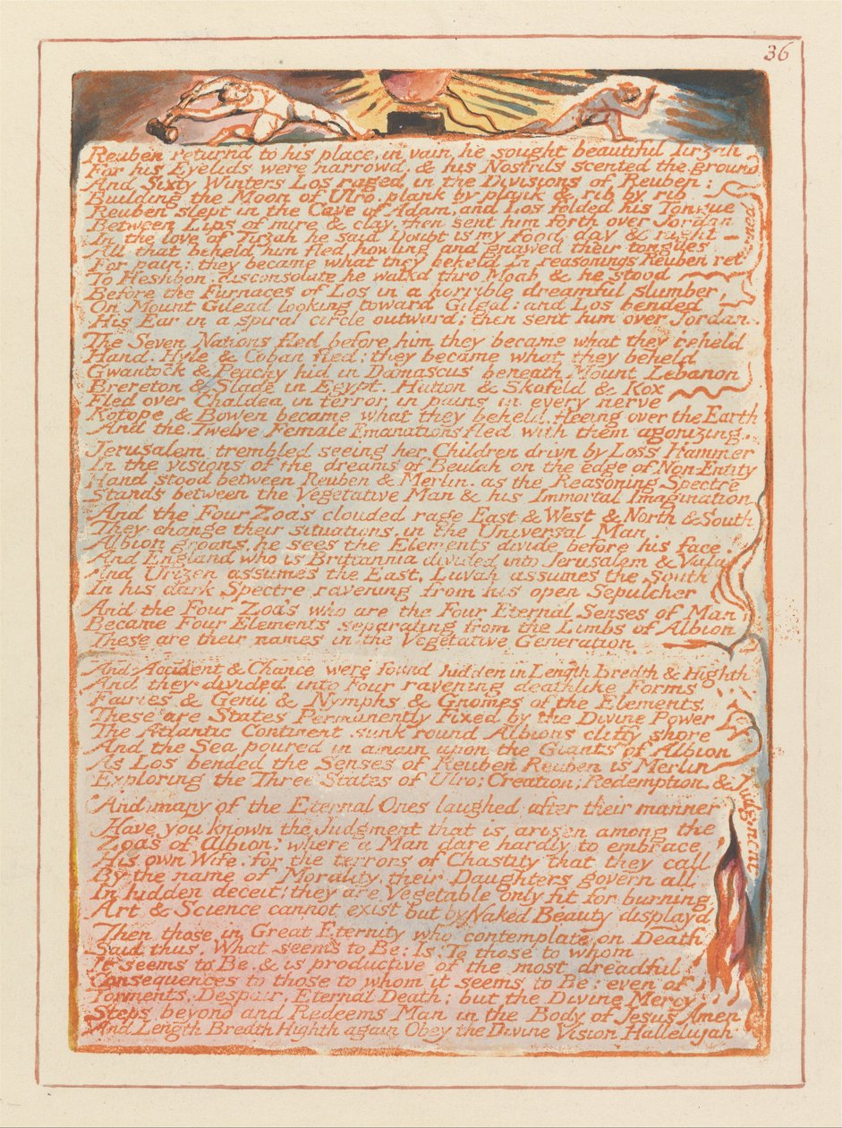 Jerusalem, levy 36, Ruuben palaa paikalleen ... tekijältä William Blake