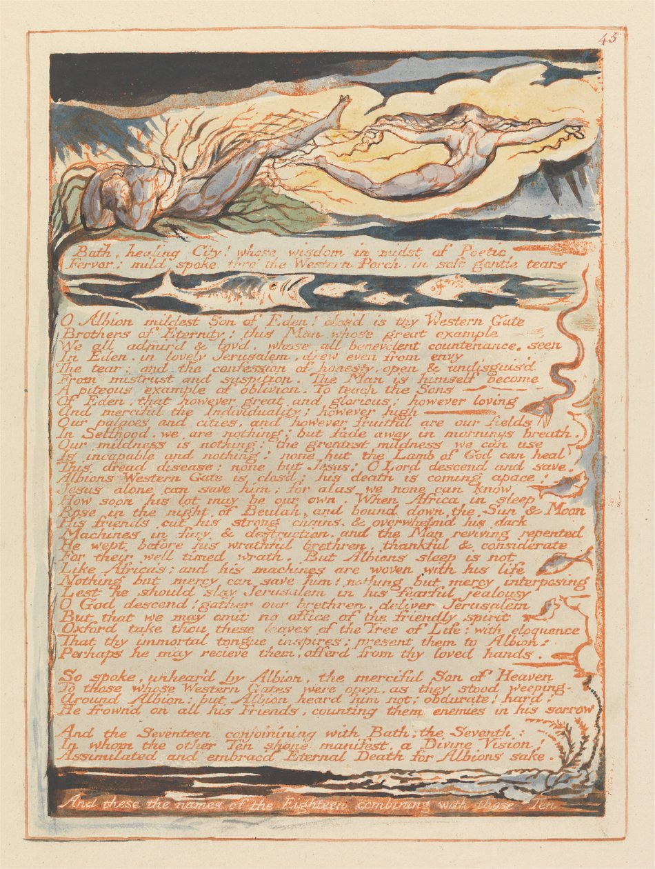 Jerusalem, levy 45, kylpylä, parantava kaupunki! .... tekijältä William Blake