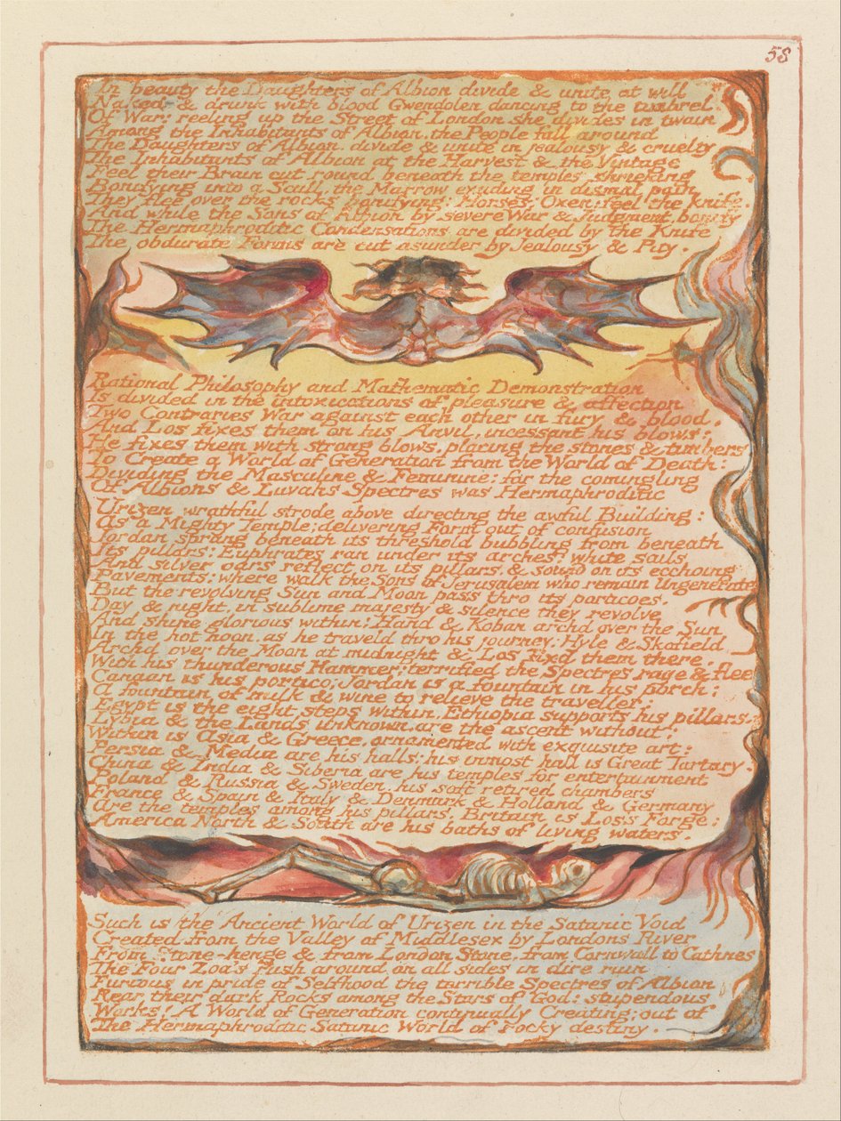 Jerusalem, levy 58, Kauneudessa Albionin tyttäret .... tekijältä William Blake