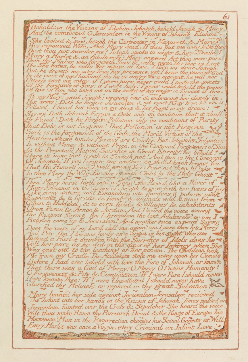 Jerusalem, levy 61, Katso - Jehovan Elohimin näyissä..... tekijältä William Blake