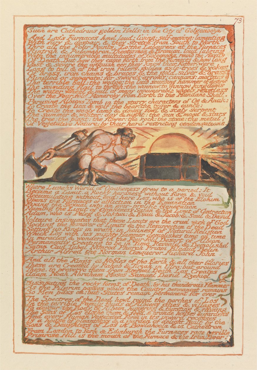 Jerusalem, levy 73, Tällaisia ovat katetronin kultaiset salit .... tekijältä William Blake