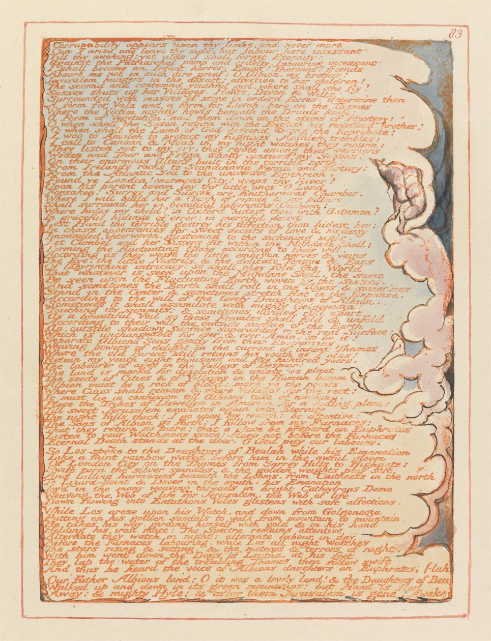 Jerusalem, levy 83, turmeltuvuus näkyy raajoissasi ... tekijältä William Blake