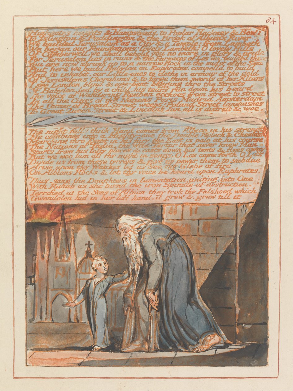 Jerusalem, Plate 84, Highgates heights & Hampstead.... tekijältä William Blake