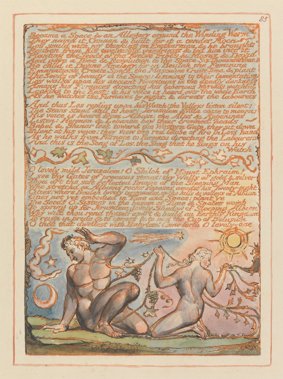 Jerusalem, levy 85, tuli avaruus ja vertauskuva .... tekijältä William Blake