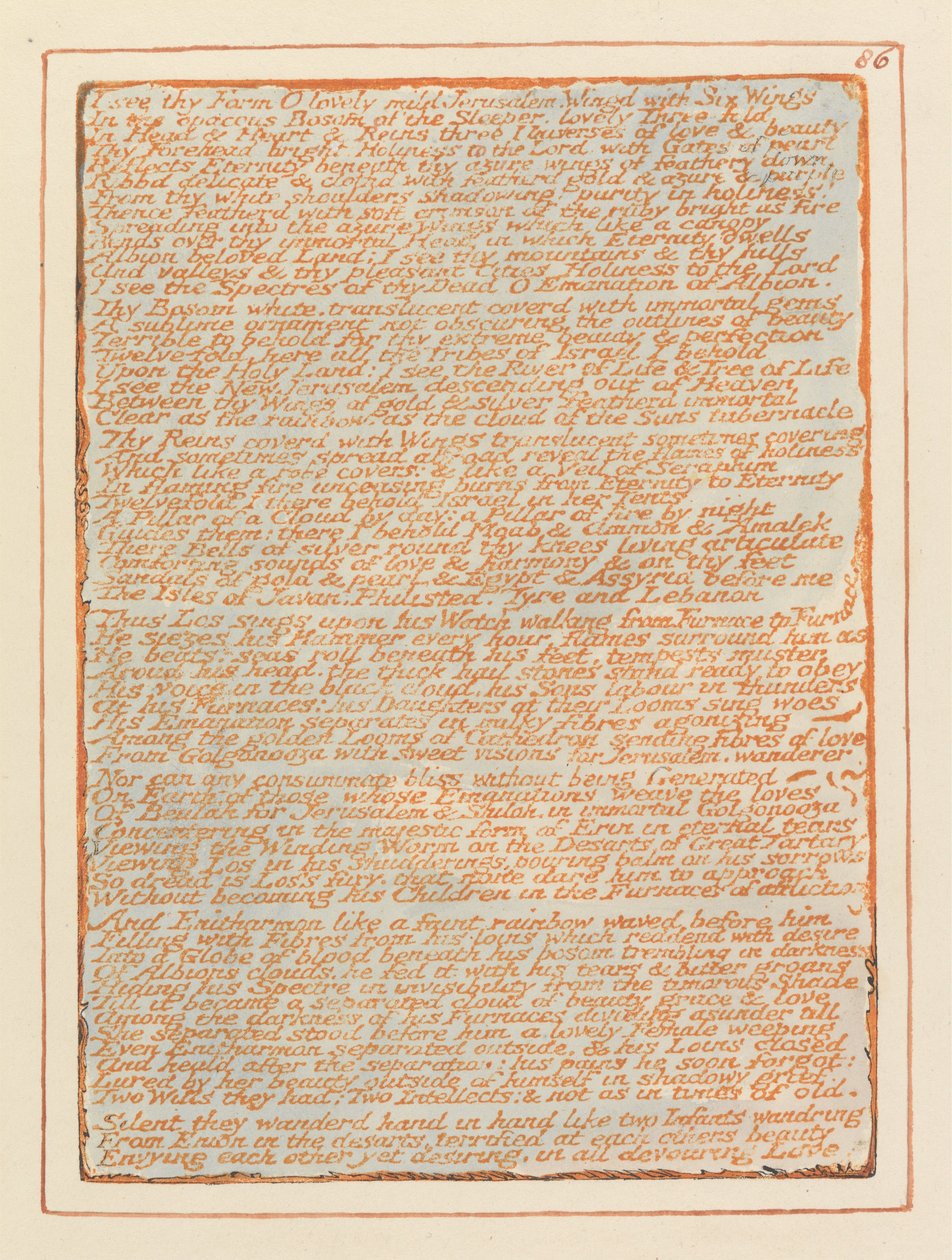 Jerusalem, levy 86, näen lomakkeen ... tekijältä William Blake