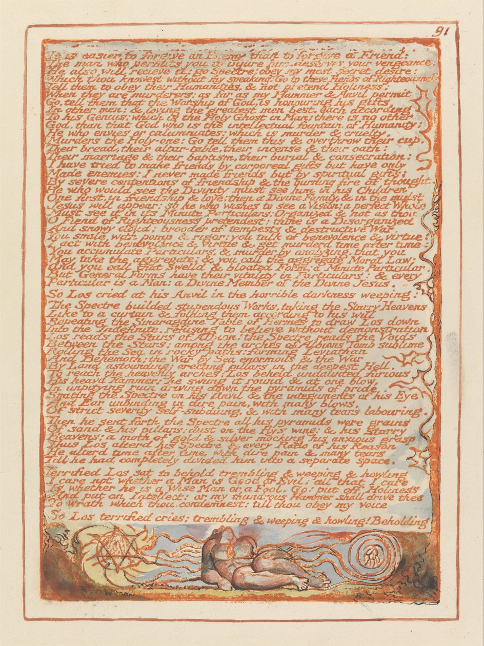 Jerusalem, levy 91, On helpompaa antaa anteeksi viholliselle .... tekijältä William Blake