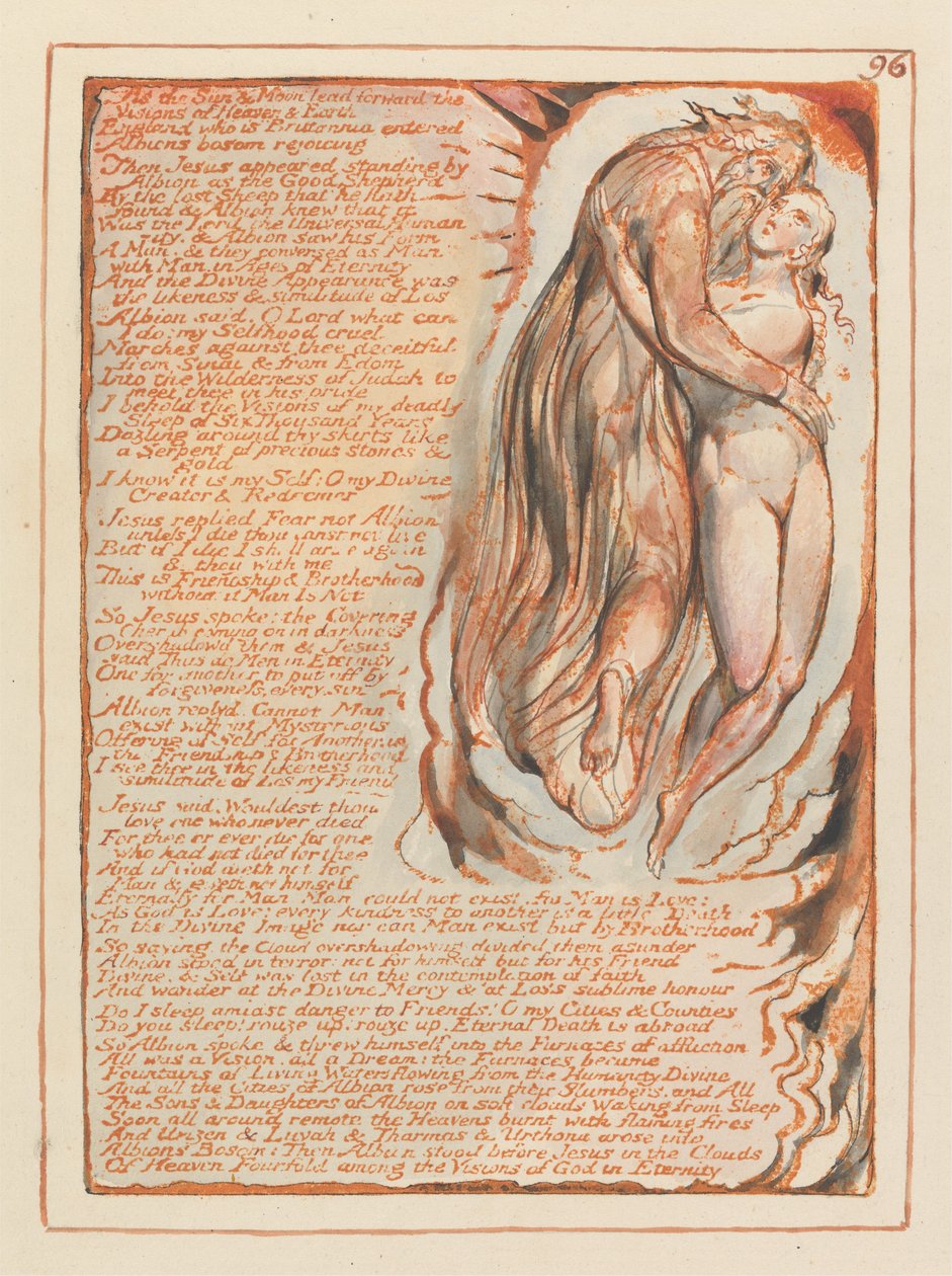Jerusalem, levy 96, Aurinko ja kuu vievät eteenpäin..... tekijältä William Blake