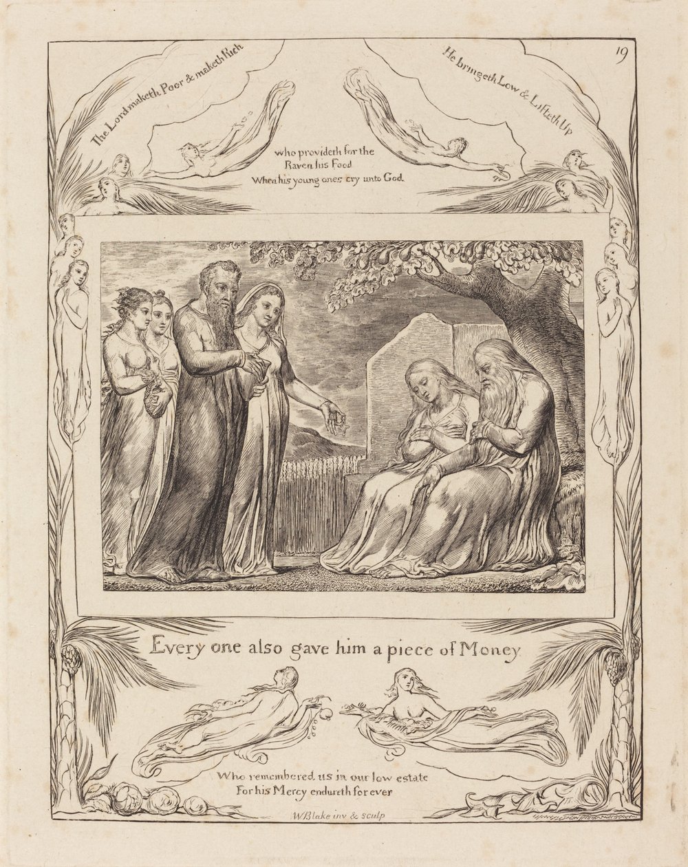 Job ottaa vastaan almuja tekijältä William Blake