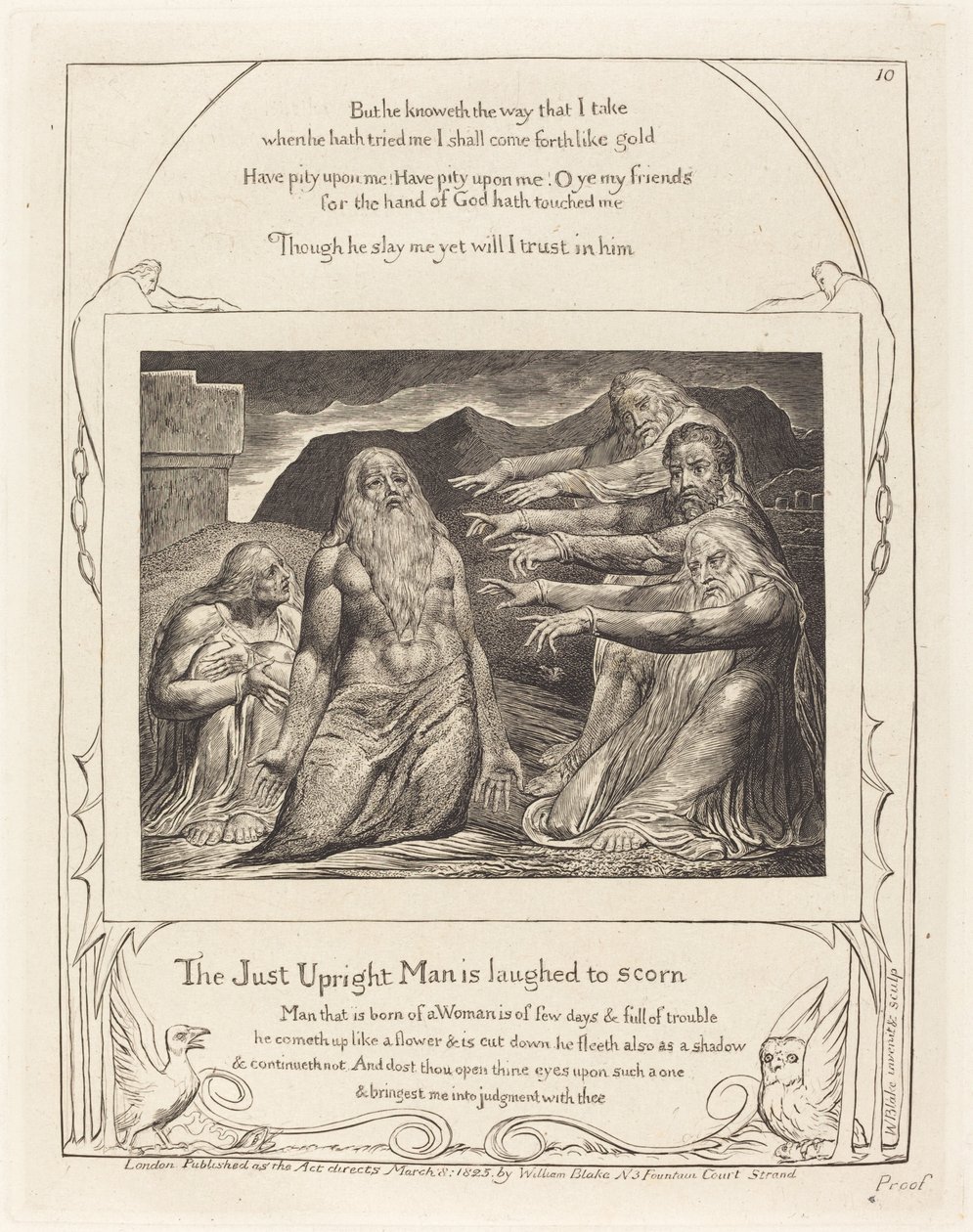 Jobia nuhtivat ystävänsä, 1825. tekijältä William Blake