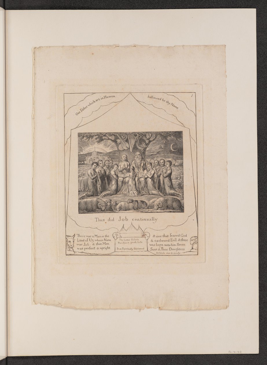 Job ja hänen perheensä, 1825. tekijältä William Blake