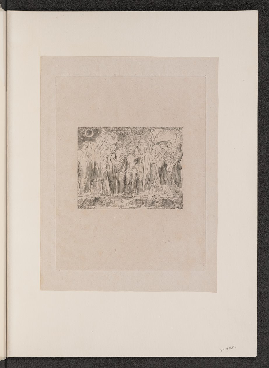 Job ja hänen perheensä vaurastuivat, 1825. tekijältä William Blake