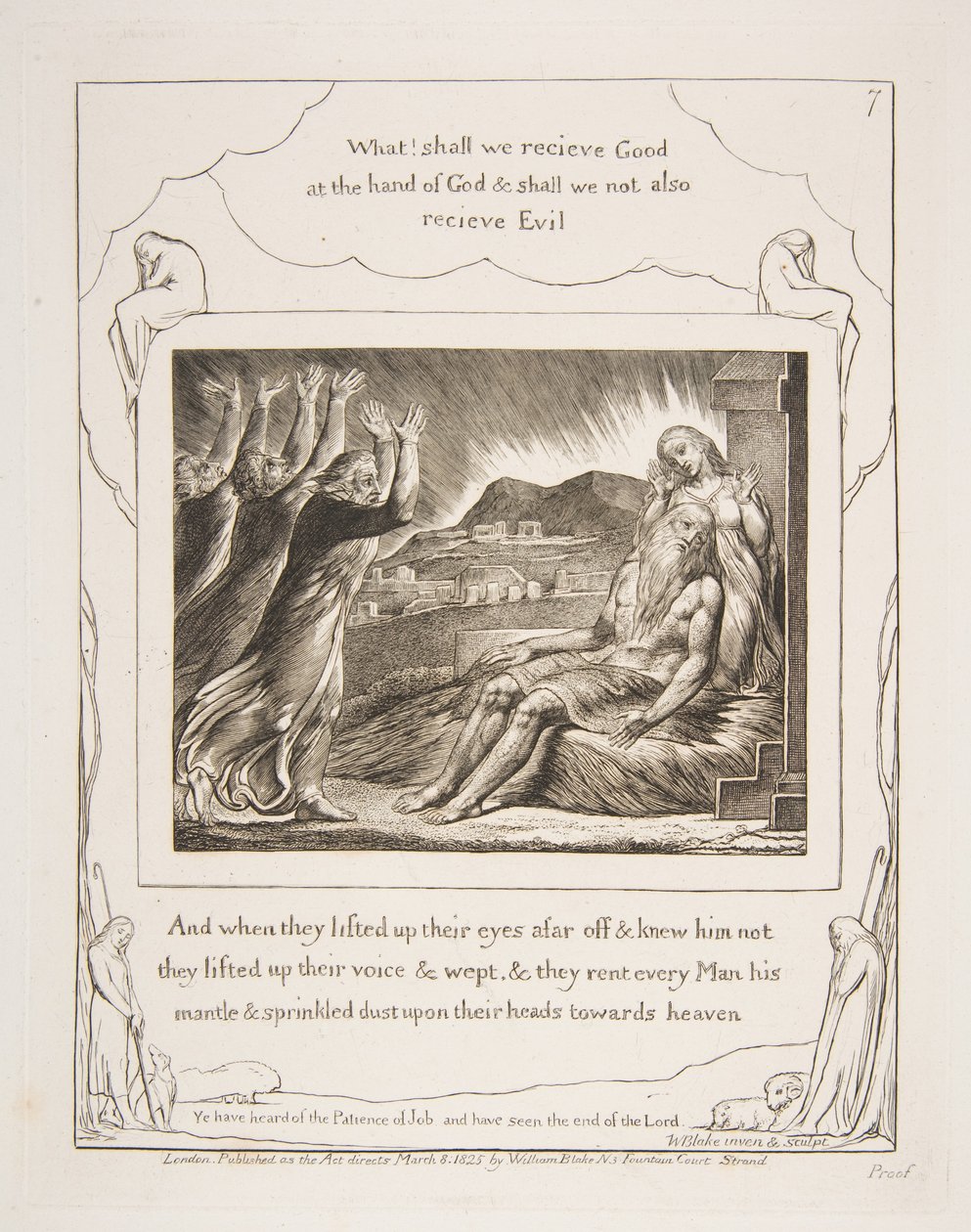 Työpaikkojen lohduttajat, Jobin kirjan kuvituksista, 1825-26. tekijältä William Blake