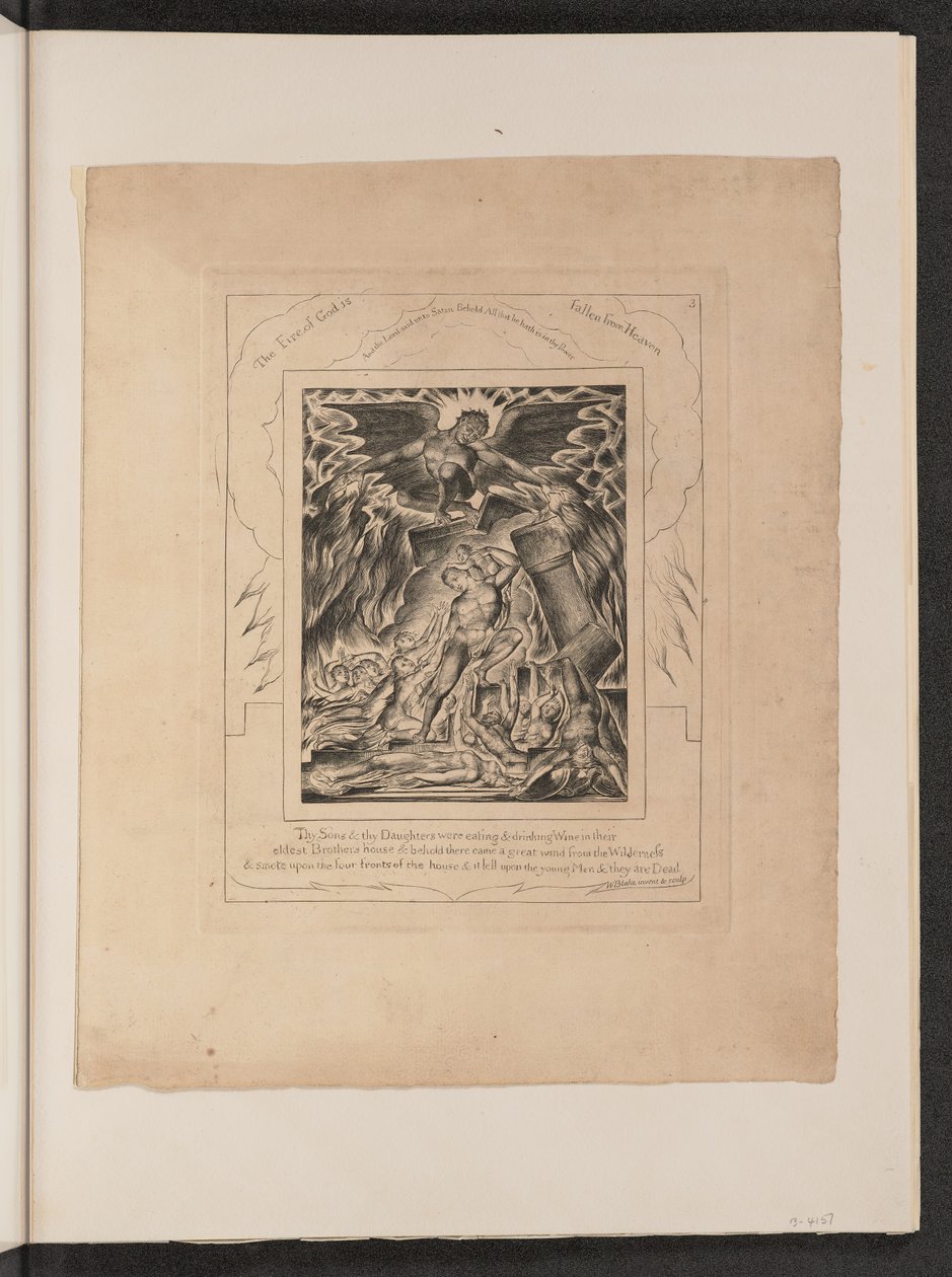 Saatanan valtaama Jobin pojat ja tyttäret, 1825. tekijältä William Blake