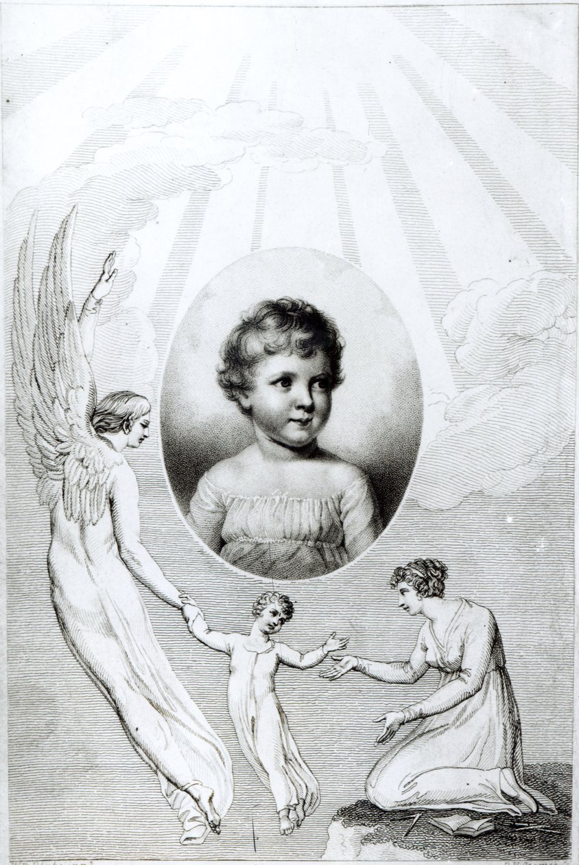 Mary Wollstonecraft Shelley (1797-1851) lapsena, kaiverrus Robert Hartley Cromek (1770-1812) 1805 tekijältä William Blake