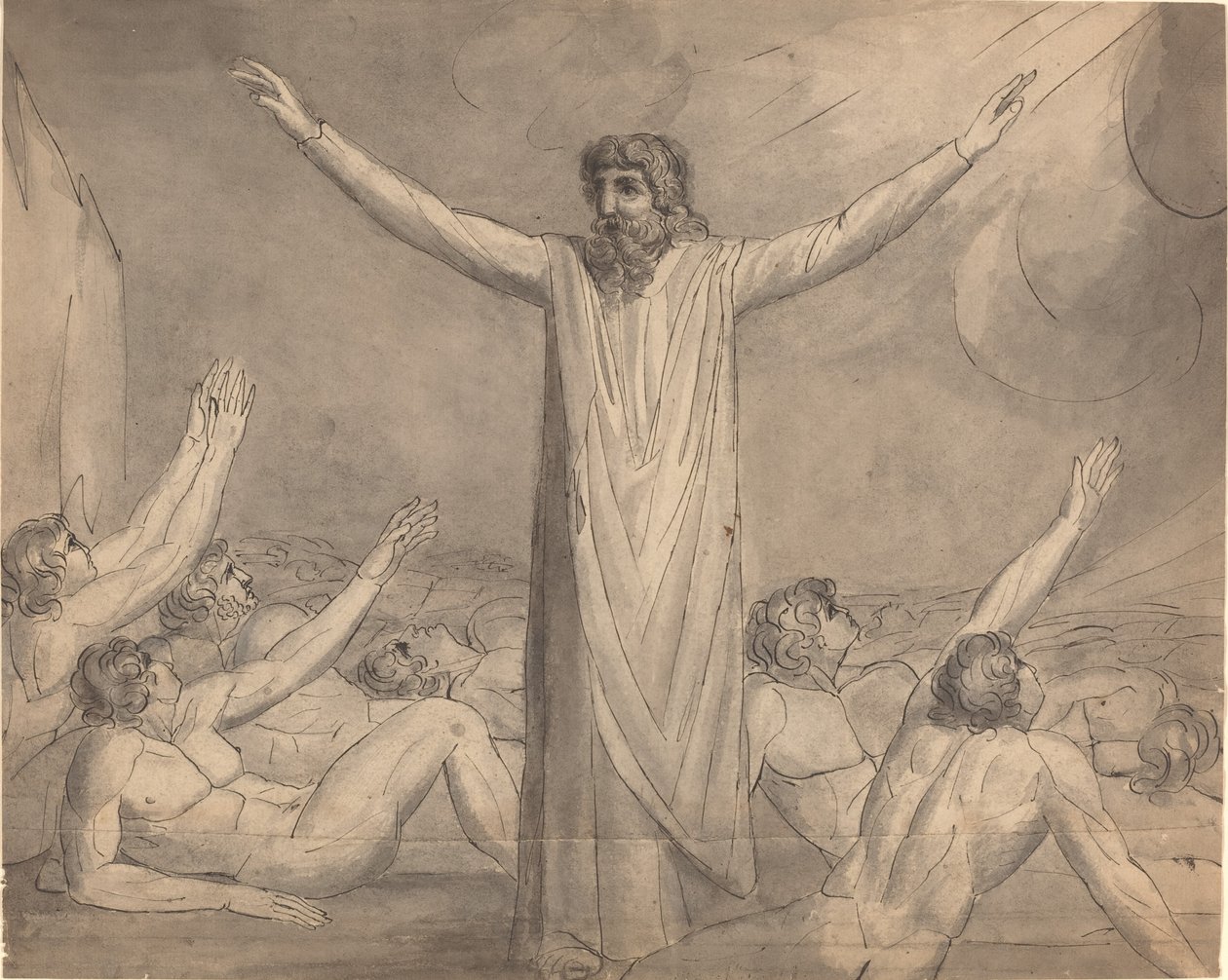 Mooses Staying the Plague (?) [recto] tekijältä William Blake