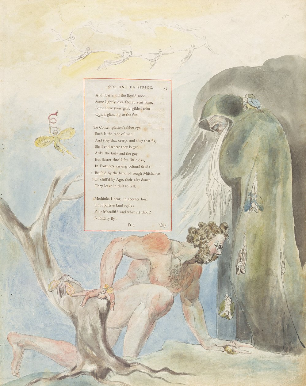 "Oodi keväälle", suunnittelu 5 teokselle "The Poems of Thomas Gray" tekijältä William Blake