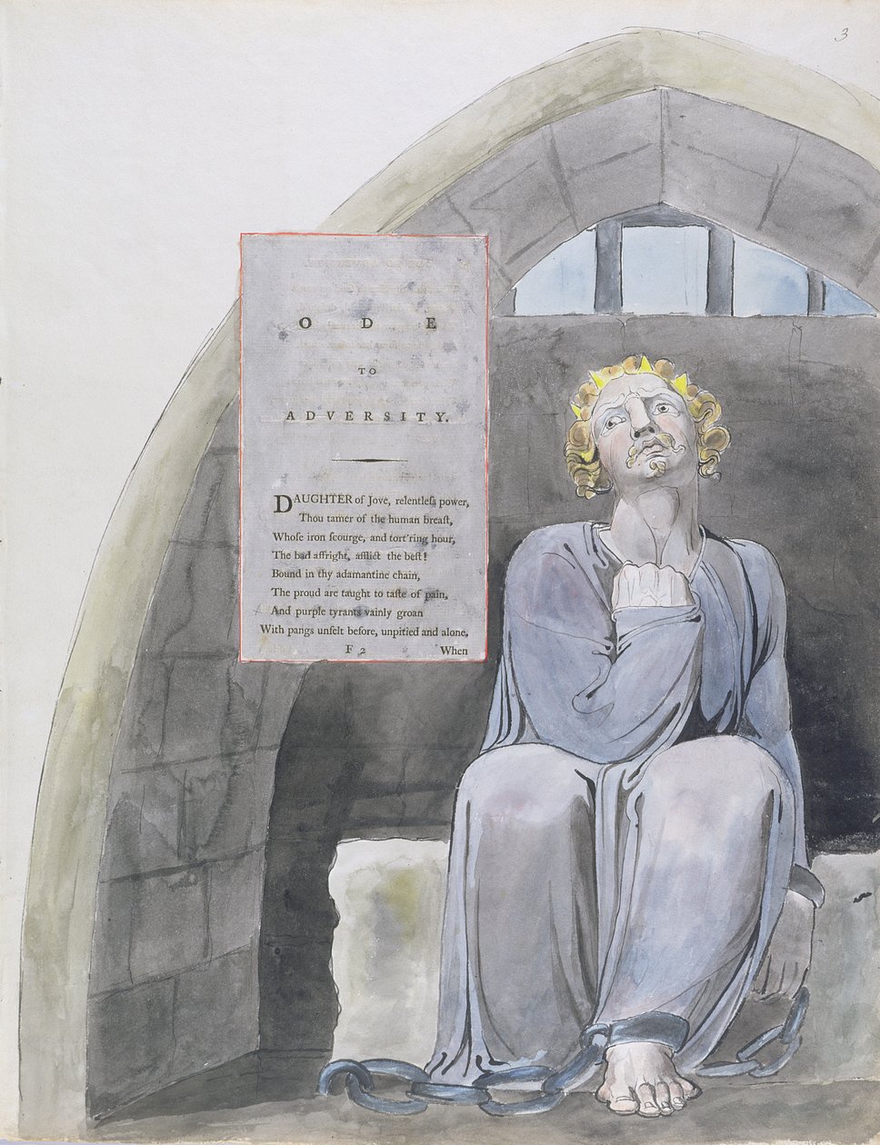Oodi vastoinkäymisille, suunnittelu 37 teoksesta "The Poems of Thomas Gray" tekijältä William Blake