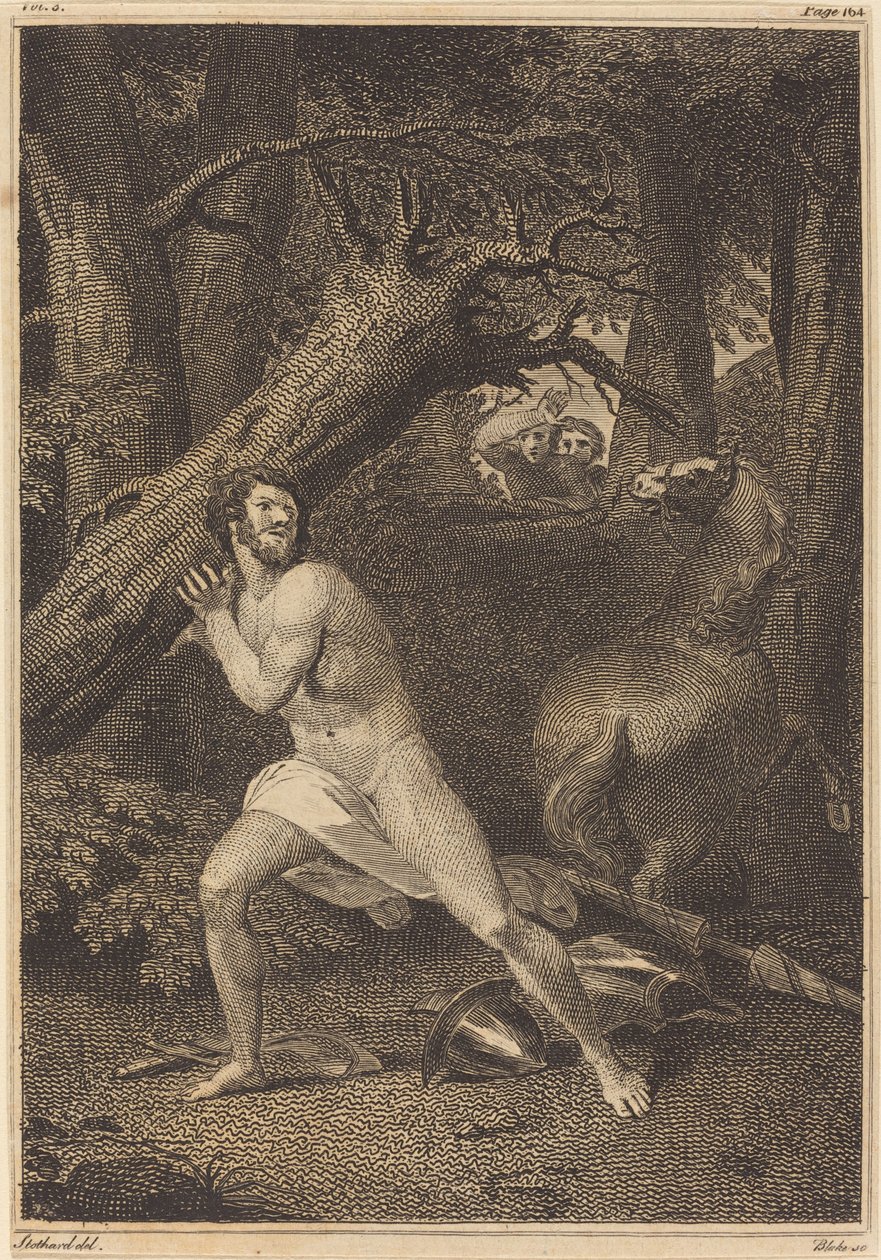 Orlando raivoissa puita repimässä, 1783. tekijältä William Blake