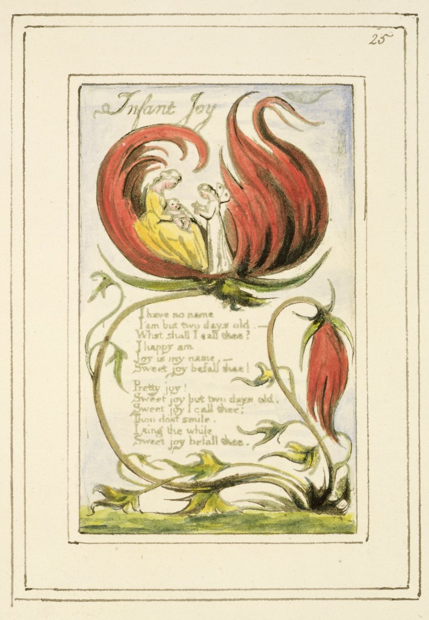 P.124-1950.pt25 Infant Joy: levy 25 kappaleesta Songs of Innocence and of Experience (kopio R) n. 1802-08 (etsaus, muste ja wc) tekijältä William Blake