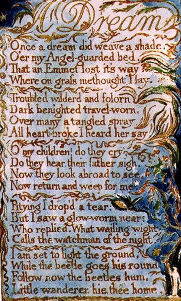 P.124-1950.pt26 Unelma: levy 26 kappaleesta Songs of Innocence and of Experience (kopio AA) n. 1815-26 (etsausmuste ja akvarelli) tekijältä William Blake
