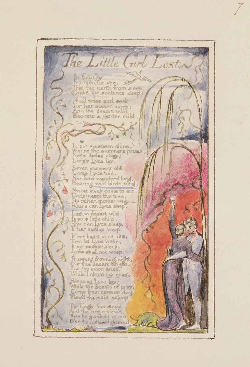 P.124-1950.pt35 Pieni tyttö kadonnut: levy 35 kappaleesta Songs of Innocence and of Experience (kopio R) n. 1802-08 (etsaus, muste ja wc) tekijältä William Blake