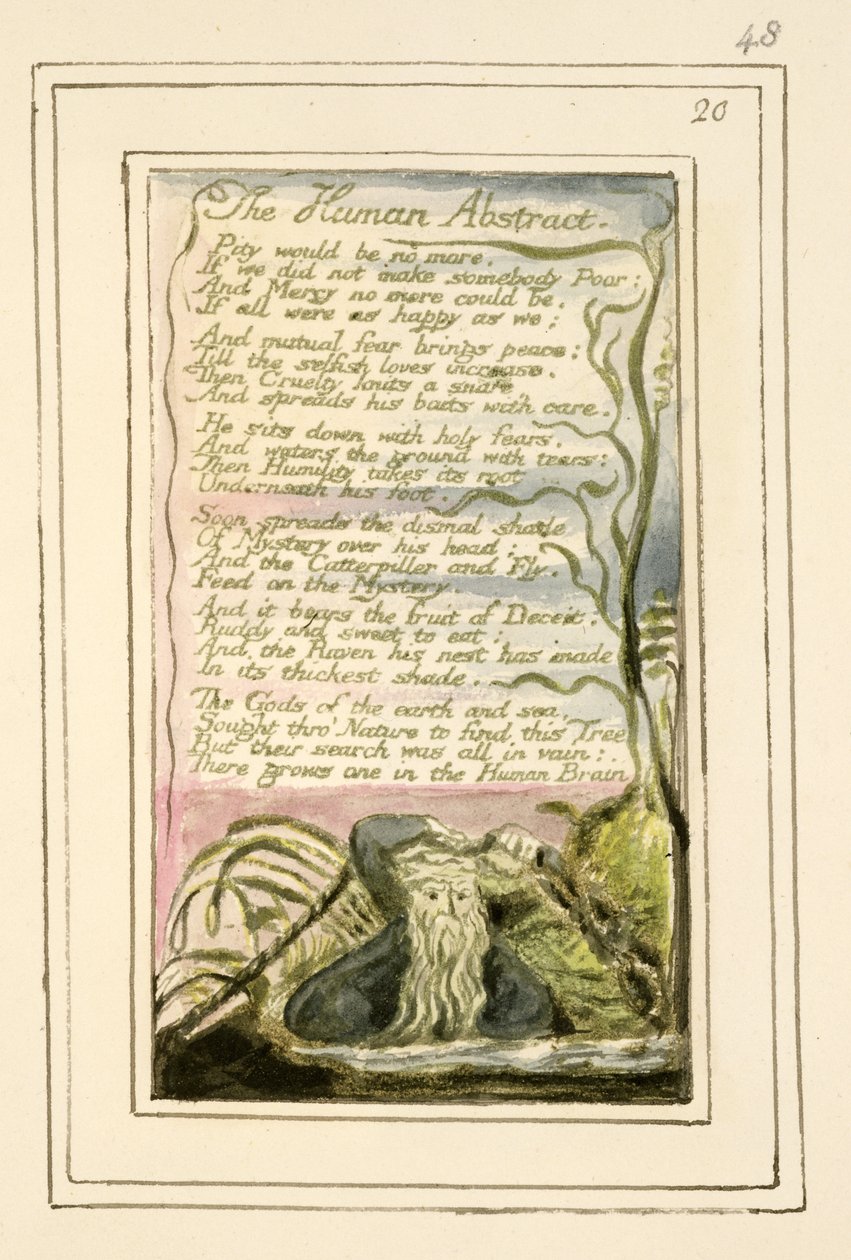 P.124-1950.pt48 The Human Abstract: levy 48 julkaisusta Songs of Innocence and of Experience (kopio R) n. 1802-08 (etsaus, muste ja wc) tekijältä William Blake