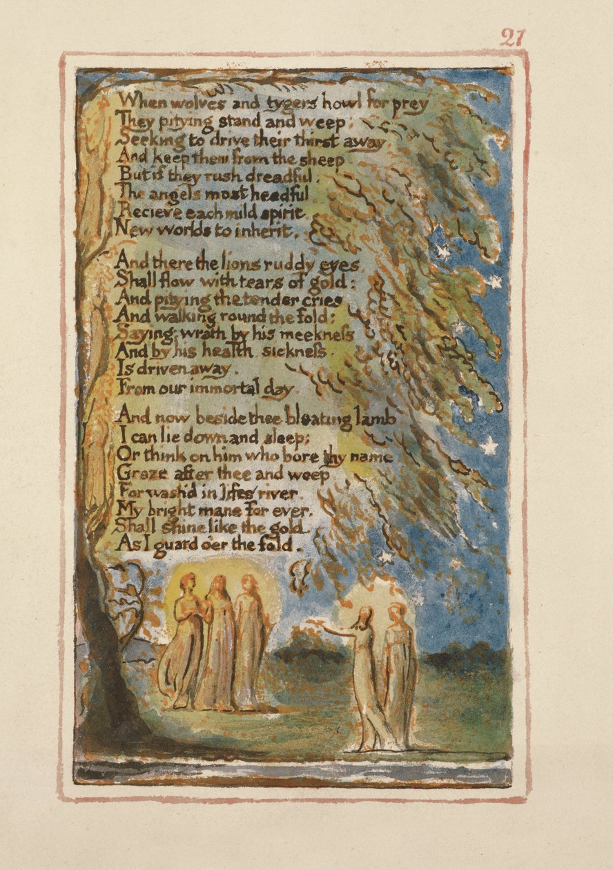 P.125-1950.pt21 Night (jatkuu): levy 21 kappaleesta Songs of Innocence and of Experience (kopio AA) n. 1815-26 (etsaus, muste ja wc) tekijältä William Blake