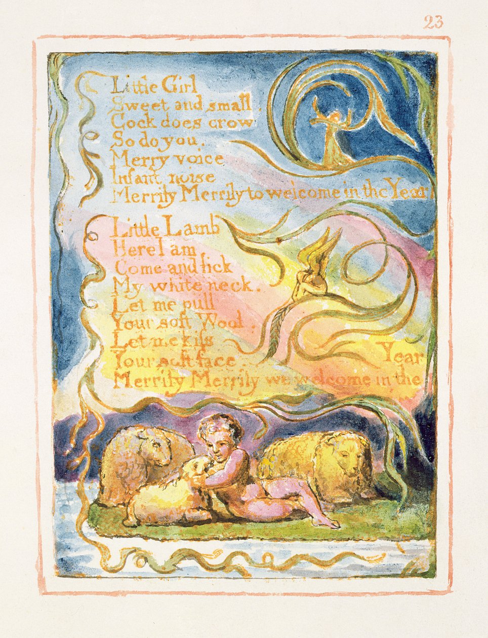 P.125-1950.pt23 Kevät (jatkoa): levy 23 kappaleesta Songs of Innocence and of Experience (kopio AA) n. 1815-26 (etsaus, muste ja wc) tekijältä William Blake