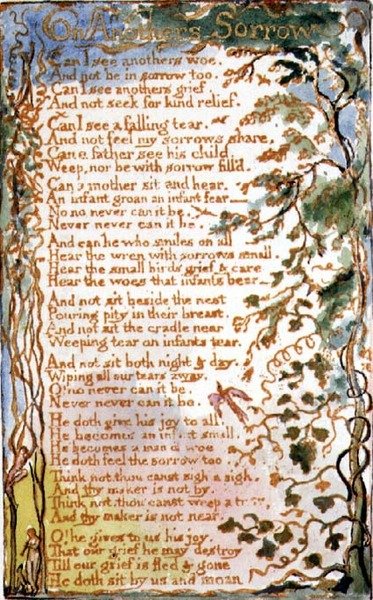 P.125-1950.pt27 Toisen surusta: levy 27 teoksesta Lauluja viattomuudesta ja kokemuksesta (kopio AA) n.1815-26 (etsaus, tussi ja akvarelli). tekijältä William Blake