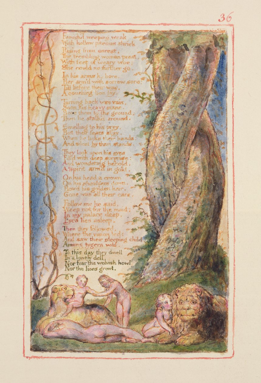 P.125-1950.pt36 Pieni tyttö löydetty (jatkoa): levy 36 kappaleesta Songs of Innocence and of Experience (kopio AA) n. 1815-26 (etsaus, muste ja wc) tekijältä William Blake