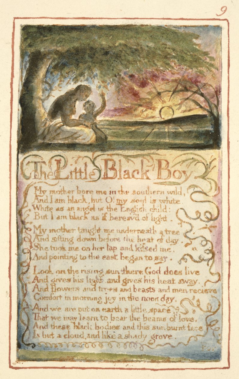 P.125-1950.pt9 The Little Black Boy: levy 9 kappaleesta Songs of Innocence and of Experience (kopio AA) n. 1815-26 (etsaus, muste ja wc) tekijältä William Blake