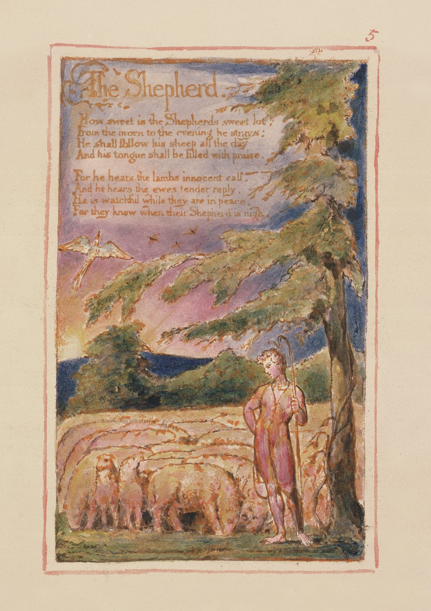 P.125.1950.pt5 Paimen: levy 5 kappaleesta Songs of Innocence and of Experience (kopio AA) n. 1815-26 (etsaus, muste ja wc) tekijältä William Blake