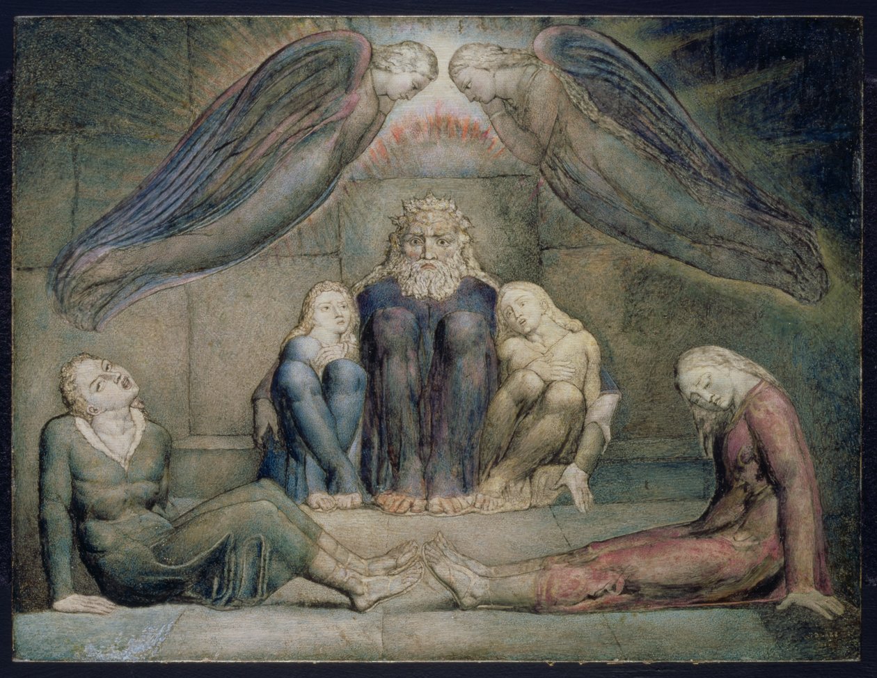 PD.5-1978 Kreivi Ugolino ja hänen poikansa vankilassa, kuvitus teokselle "Inferno", Canto 33 Dante Alighierin "Divine Comedy" -elokuvasta, n. 1827 (tempera paneelissa) tekijältä William Blake