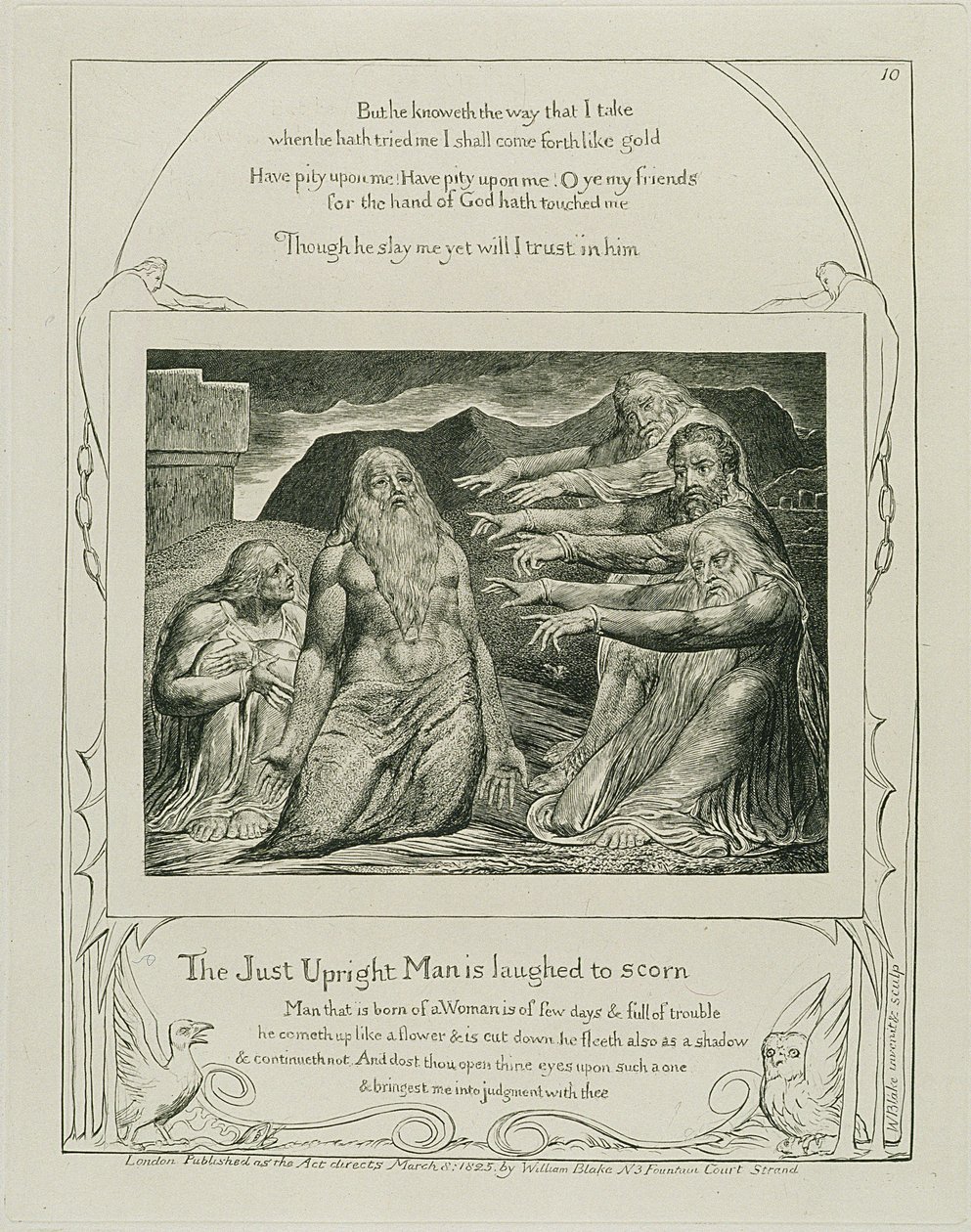 Levy 14, teoksesta "Illustrations of the Book of Job", 1825 (kaiverrus) tekijältä William Blake