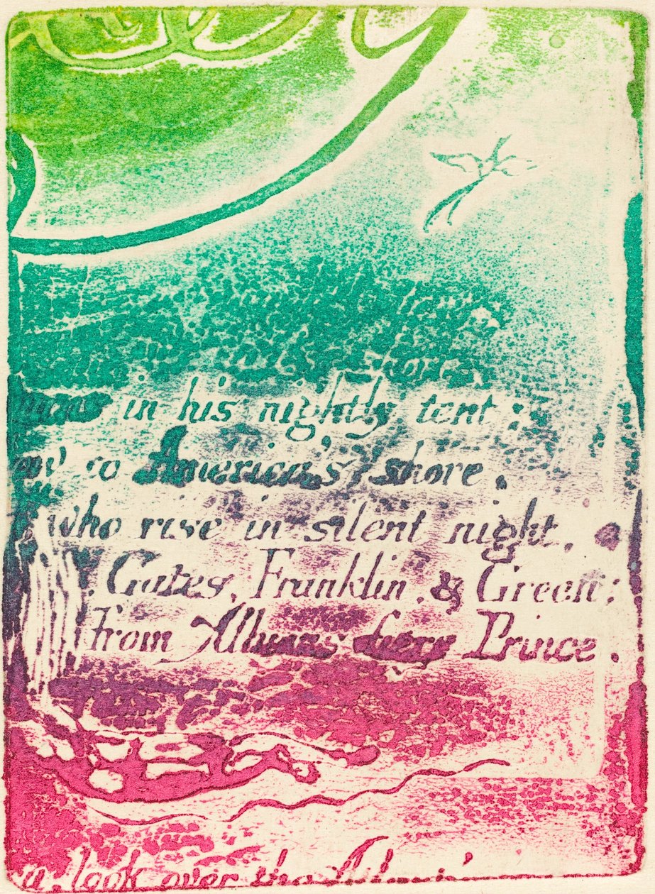 Restrike peruutetun levyn fragmentista A Profetialle, 1793. tekijältä William Blake