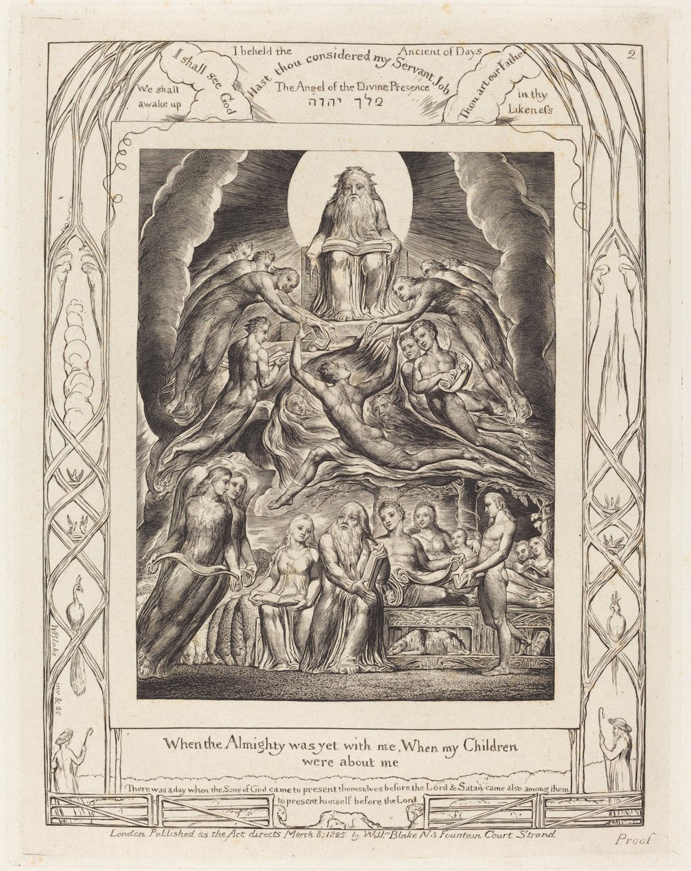 Saatana Jumalan valtaistuimen edessä tekijältä William Blake