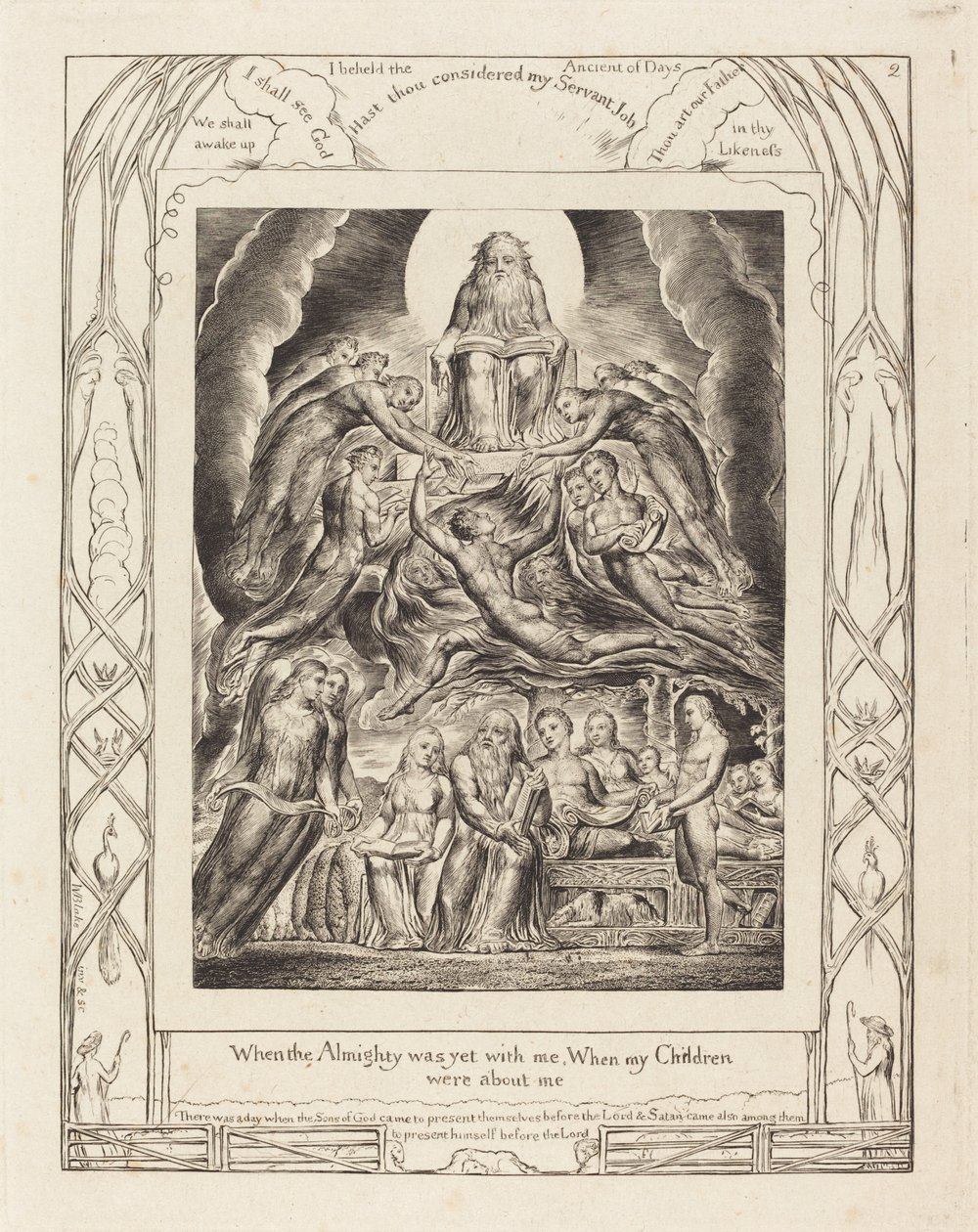 Saatana Jumalan valtaistuimen edessä tekijältä William Blake