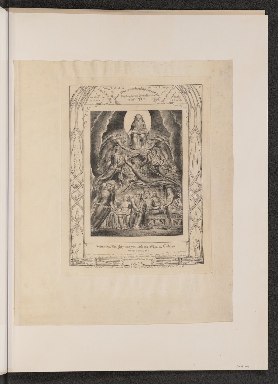 Saatana Jumalan valtaistuimen edessä, 1825. tekijältä William Blake